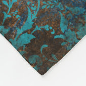 茶色グランジ色フローラ装飾模様 フリースブランケット (角)