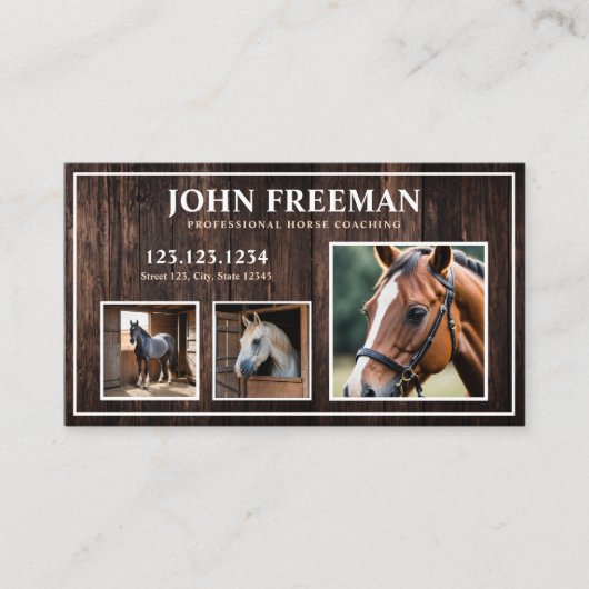 茶色コンテンポラリーの木の馬の写真ウマ科の 名刺 (正面)