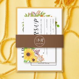 茶色シンプルとエレガントイニシャル結婚の 招待状ベリーバンド