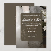 茶色シンプルとベージュ結婚ズ 招待状 (正面/裏面)