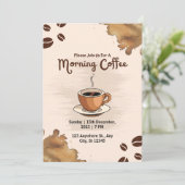 茶色シンプル朝の珈琲招待状 招待状 (スタンド正面)