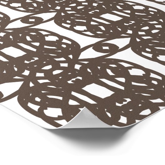 茶色スタイリッシュと白の抽象芸術幾何形状 ポスター (角)