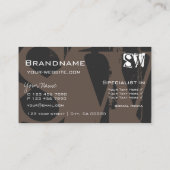 茶色スタイリッシュの灰色と白、イニシャル付きモダン 名刺 (裏面)