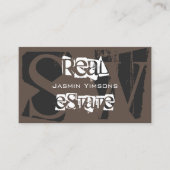 茶色スタイリッシュの灰色と白、イニシャル付きモダン 名刺 (正面)