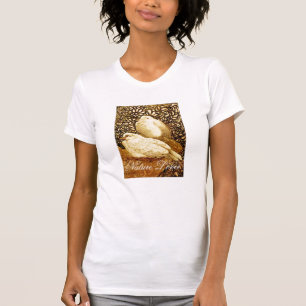 茶色セピアの白い鳩 / 自然愛好家 Tシャツ