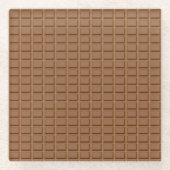 茶色チョコレートスラブパターン（の模様が）ある ガラスコースター (正面)