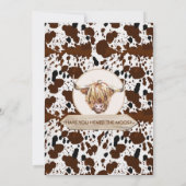 茶色ハイランド牛の牛柄誕生日パーティー 招待状 (裏面)