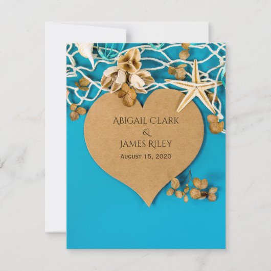 茶色ハートとヒトデ結婚ィス 招待状 (正面)