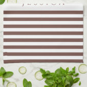 茶色パーソナライズされたのストライプパターン キッチンタオル (折り畳み)