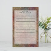 茶色パーソナライズされたの黄色のグランジ石 便箋 (スタンド正面)