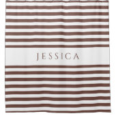 茶色パーソナライズされたエレガントのストライプパターン シャワーカーテン (正面)