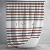 茶色パーソナライズされたエレガントのストライプパターン シャワーカーテン