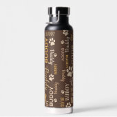 茶色パーソナライズされた犬 ウォーターボトル (右面)