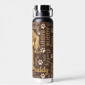 茶色パーソナライズされた犬 ウォーターボトル (背面)