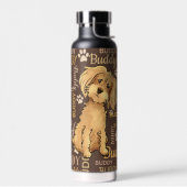 茶色パーソナライズされた犬 ウォーターボトル (左面)