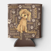 茶色パーソナライズされた犬 缶クーラー (正面)
