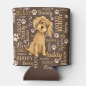 茶色パーソナライズされた犬 缶クーラー (裏面)