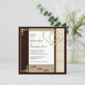 茶色ファンシーと金ゴールドと結婚ハート 招待状 (スタンド正面)