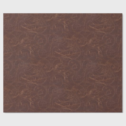 茶色ファンシーの渦巻きフェイク革 ラッピングペーパー (フラット)