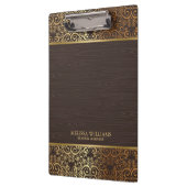 茶色フェイクの金ゴールド渦巻き縁ど材 クリップボード (左)