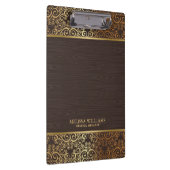 茶色フェイクの金ゴールド渦巻き縁ど材 クリップボード (右)