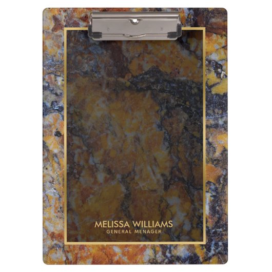 茶色フェイク大理石テクスチャ金ゴールド縁ど クリップボード (正面)