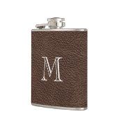 茶色フェイク皮モノグラムステンレス鋼フラスコ フラスク (左)