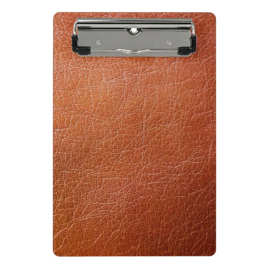茶色フェイク革 ミニクリップボード (正面)