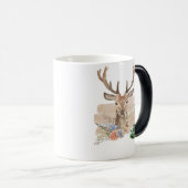 茶色ベージュの水彩画の田舎風クリスマスツリー モーフィングマグカップ (正面右)