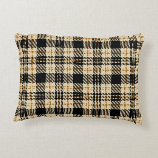 茶色ベージュの黒い格子模様 アクセントクッション (裏面)