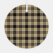 茶色ベージュの黒い格子模様 ガラスオーナメント (裏面)