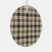 茶色ベージュの黒い格子模様 ガラスオーナメント (正面右)