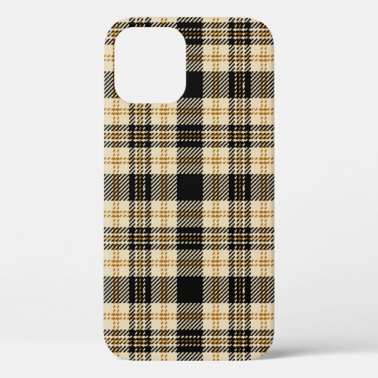 茶色ベージュの黒い格子模様 Case-Mate iPhoneケース (裏面)