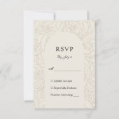 茶色ベージュエレガントフローラ結婚ズ 出欠カード (正面)