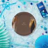 茶色ベージュ黒金ゴールド水色 ペーパープレート (パーティー)