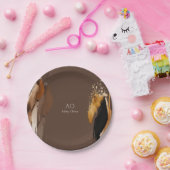 茶色ベージュ黒金ゴールド水色 ペーパープレート (パーティー)