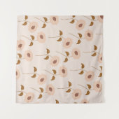 茶色ベージュ レトロ Y2K ヒッピーのひまわり柄 タペストリー (正面(横))