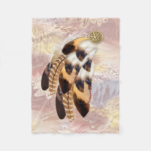 茶色ペリカンまたは鷹の羽根  ベストマンの贈り物 全て フリースブランケット (正面)