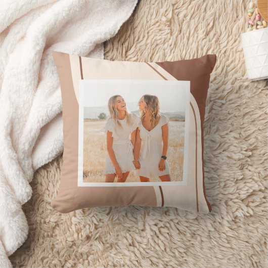 茶色モダンとベージュの形 |写真のギフト クッション (ブランケット)