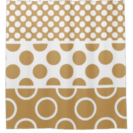 茶色モダンと白の層状の円形パターン シャワーカーテン