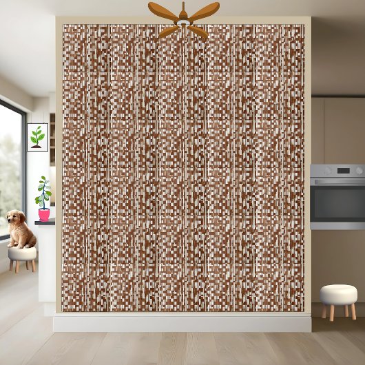 茶色モダンと白の幾何市松模様に瓦 タイル