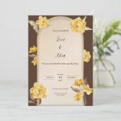 茶色モダンと黄色の結婚式招待状 招待状 (スタンド正面)