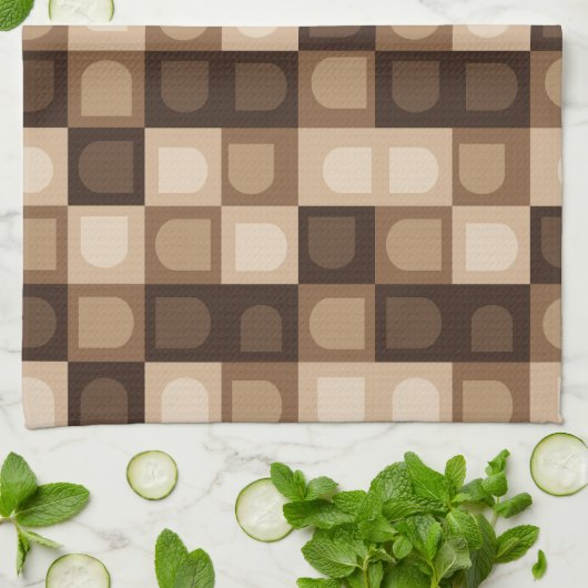 茶色モダンのアーチ幾何パタアステカーン キッチンタオル (折り畳み)