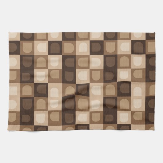 茶色モダンのアーチ幾何パタアステカーン キッチンタオル (横)