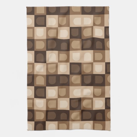 茶色モダンのアーチ幾何パタアステカーン キッチンタオル (縦)