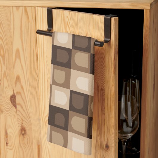 茶色モダンのアーチ幾何パタアステカーン キッチンタオル (三つ折り)