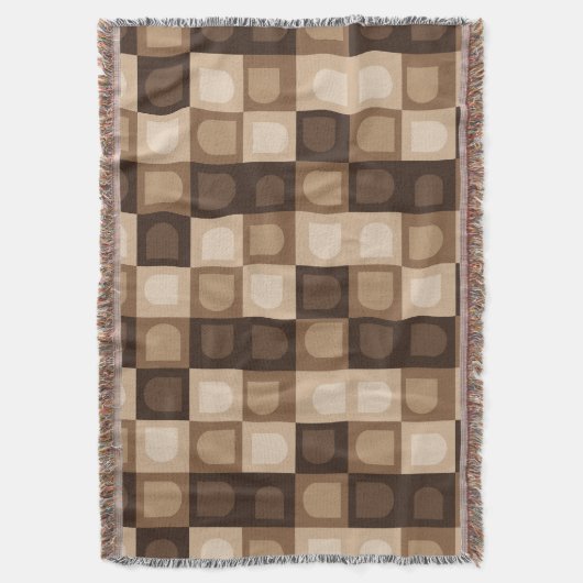 茶色モダンのアーチ幾何パタアステカーン スローブランケット (正面縦)