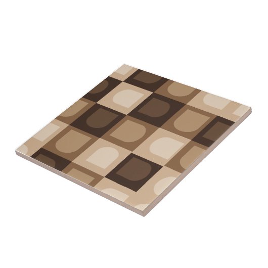 茶色モダンのアーチ幾何パタアステカーン タイル (側面)