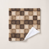 茶色モダンのアーチ幾何パタアステカーン バスタオルセット (ウォッシュタオル)