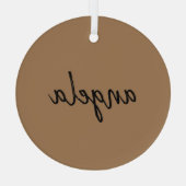 茶色モダンのスタイリッシュ名前をカスタムする ガラスオーナメント (裏面)